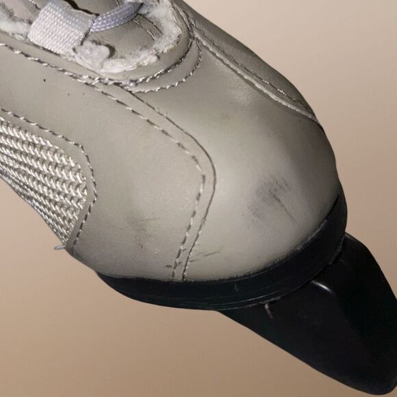 Toddler PowerTek V3.0 Tek Edge Kid Skates Beige Lace Up With Blade Covers Size 9 - Picture 6 of 10